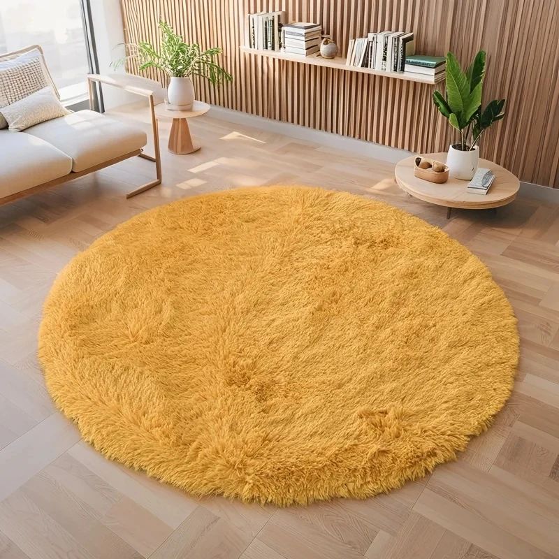 Soft Fluffy Kids Play Rug Round Nursery Carpet 0