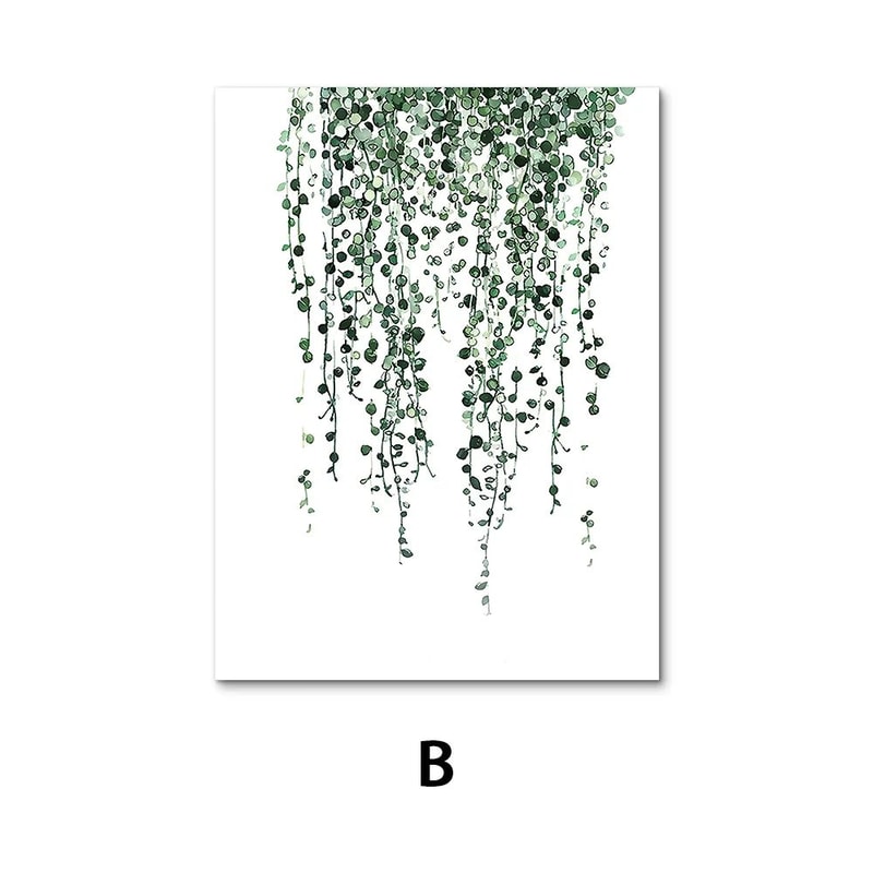 Nordic Botanical Canvas Wall Art Green Leaf Prints For Modern Home Decor 7