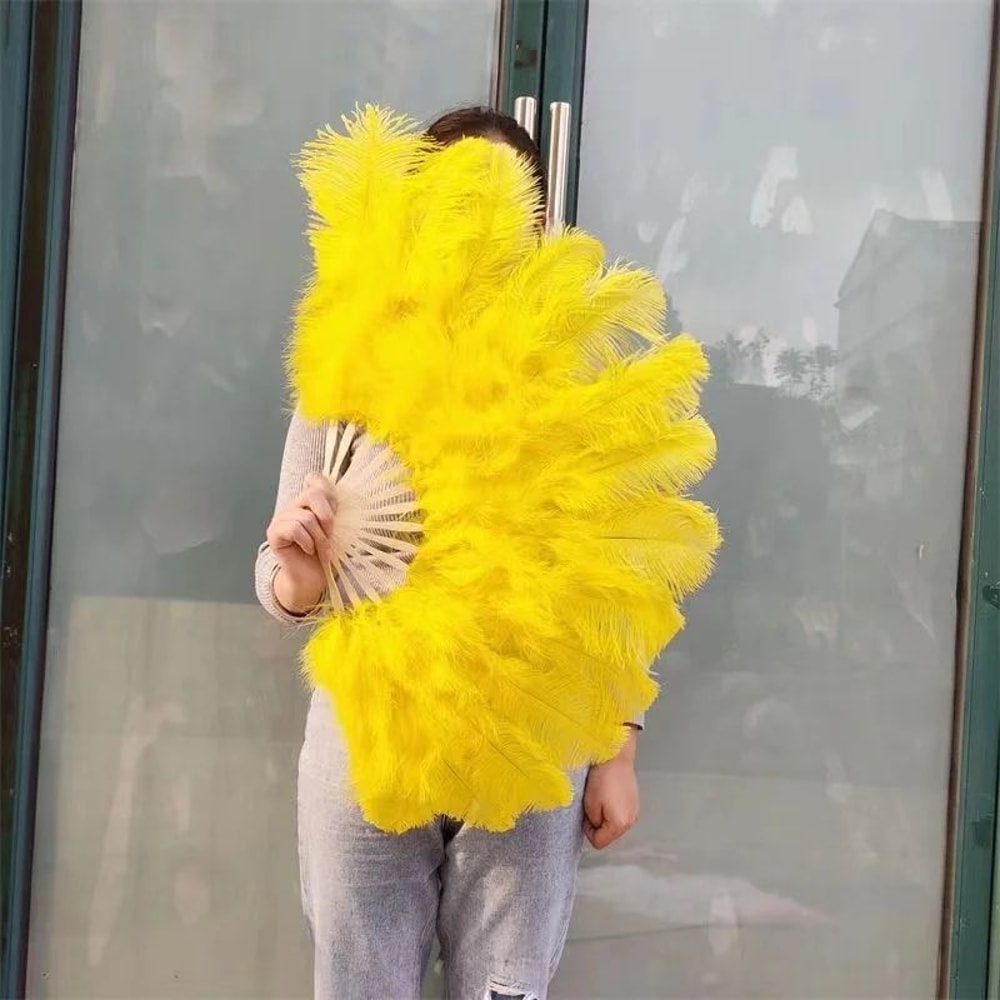 Luxury Ostrich Feather Fan Large Folding Dance Fan For Performance And Events 10