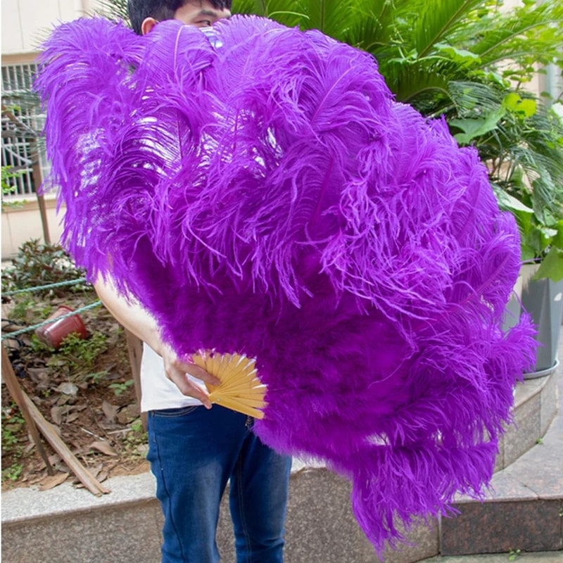 Luxury Ostrich Feather Fan Large Folding Dance Fan For Performance And Events 11