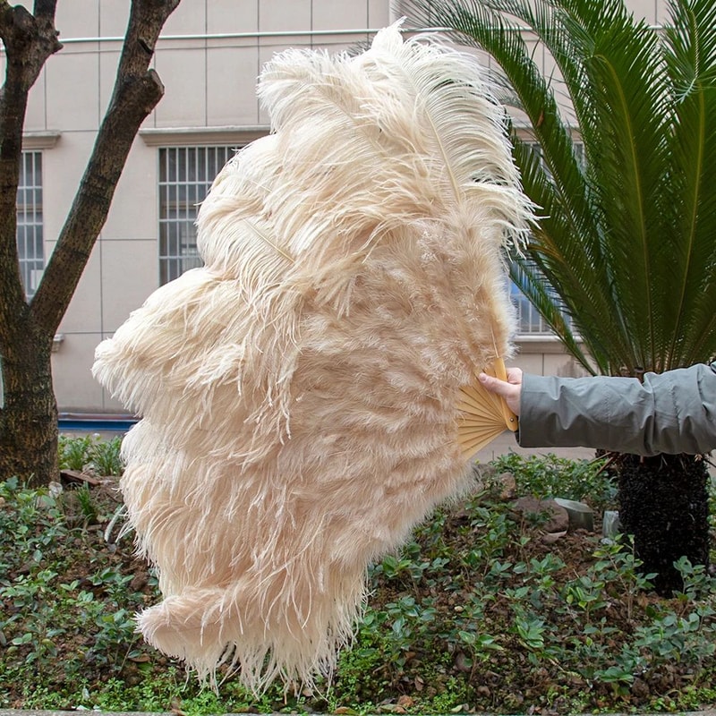 Luxury Ostrich Feather Fan Large Folding Dance Fan For Performance And Events 14