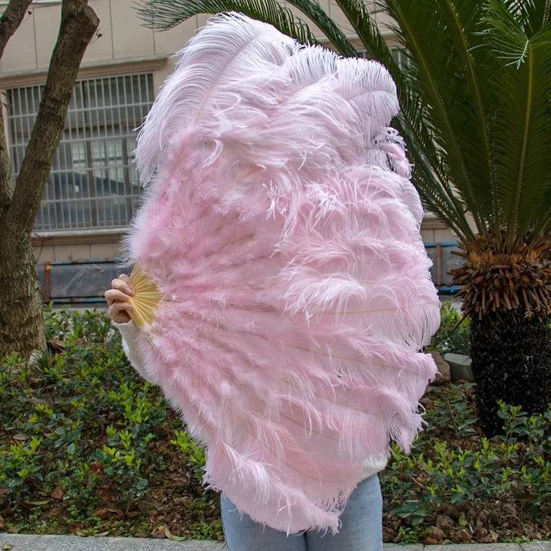 Luxury Ostrich Feather Fan Large Folding Dance Fan For Performance And Events 6