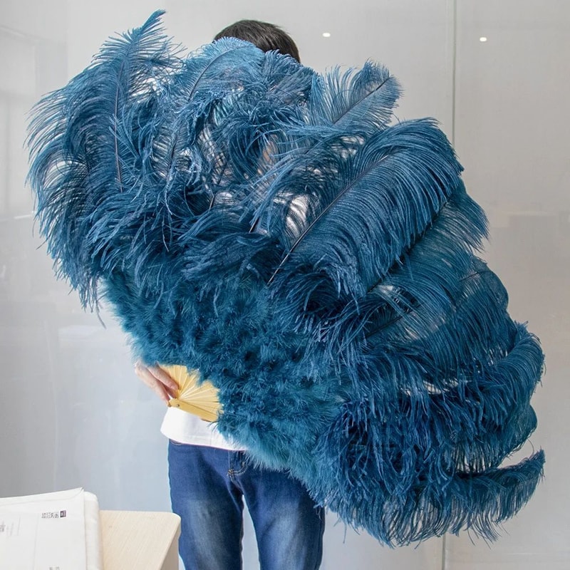 Luxury Ostrich Feather Fan Large Folding Dance Fan For Performance And Events 7