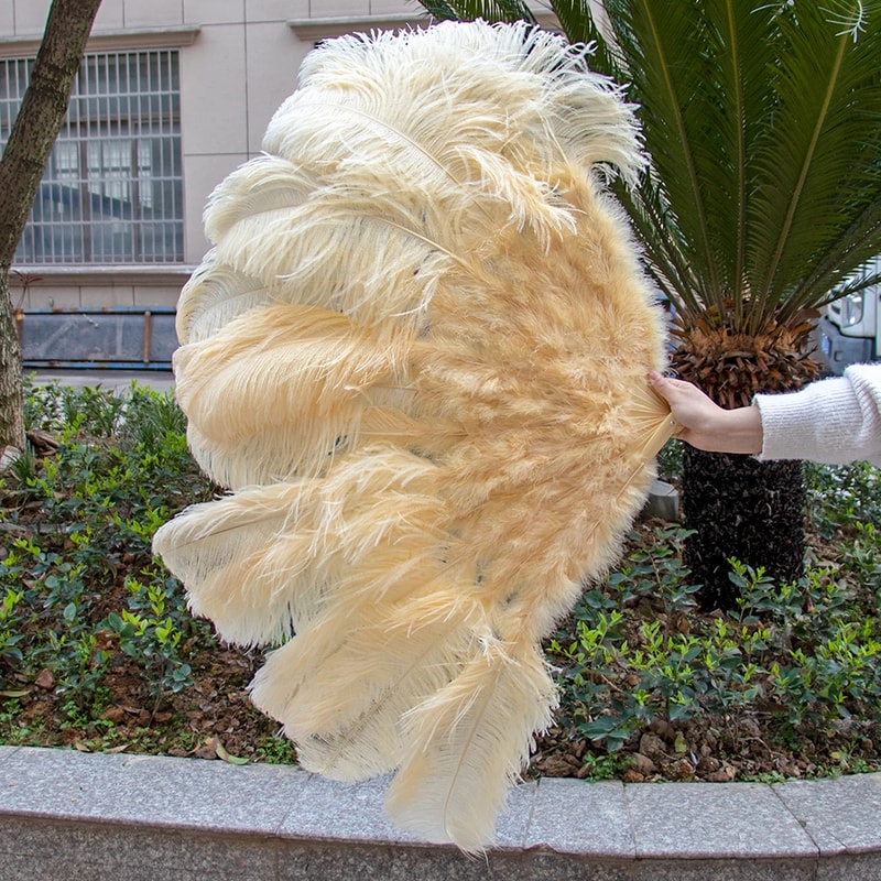 Luxury Ostrich Feather Fan Large Folding Dance Fan For Performance And Events 16