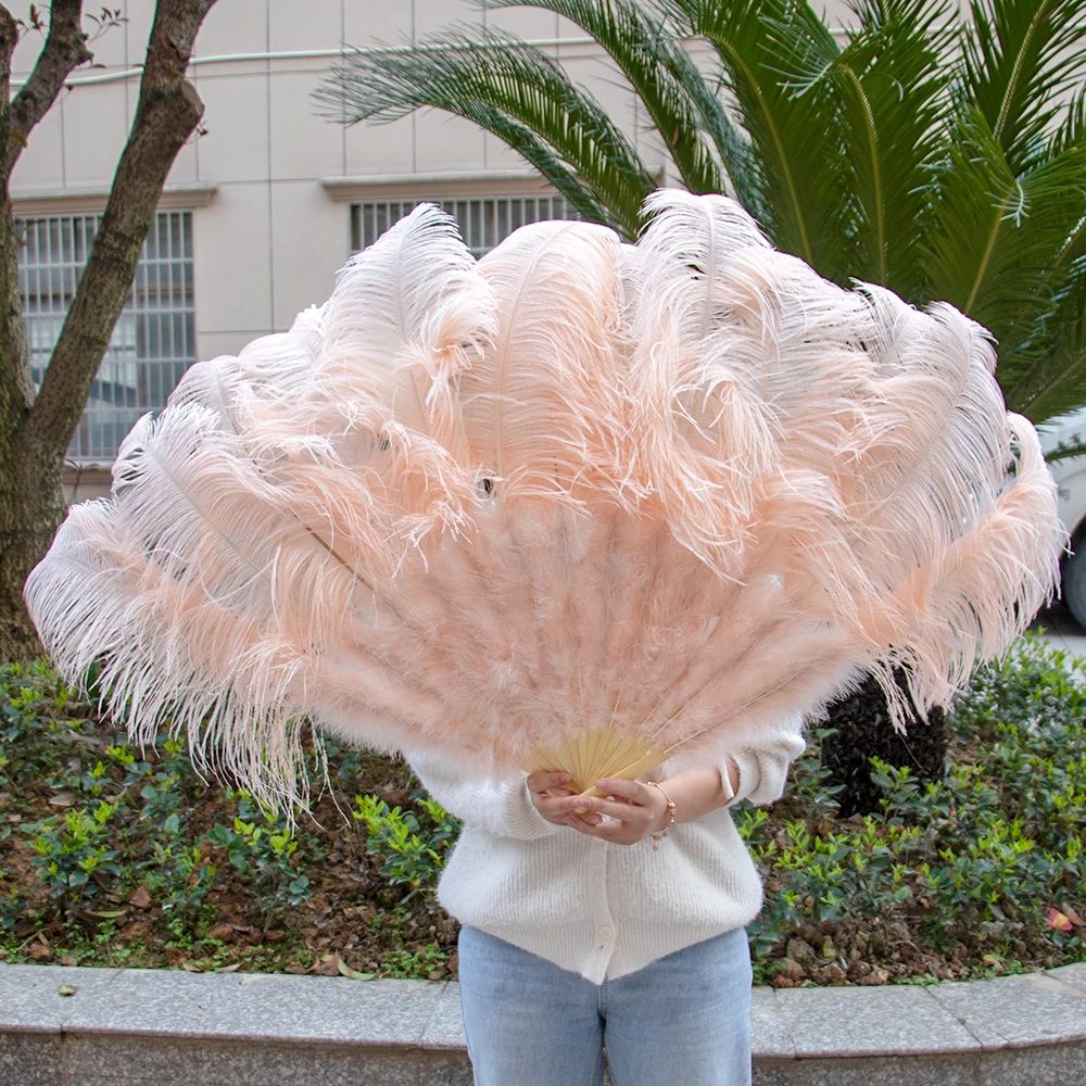Luxury Ostrich Feather Fan Large Folding Dance Fan For Performance And Events 17