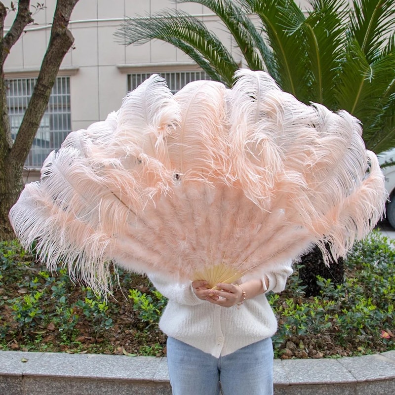 Luxury Ostrich Feather Fan Large Folding Dance Fan For Performance And Events 17