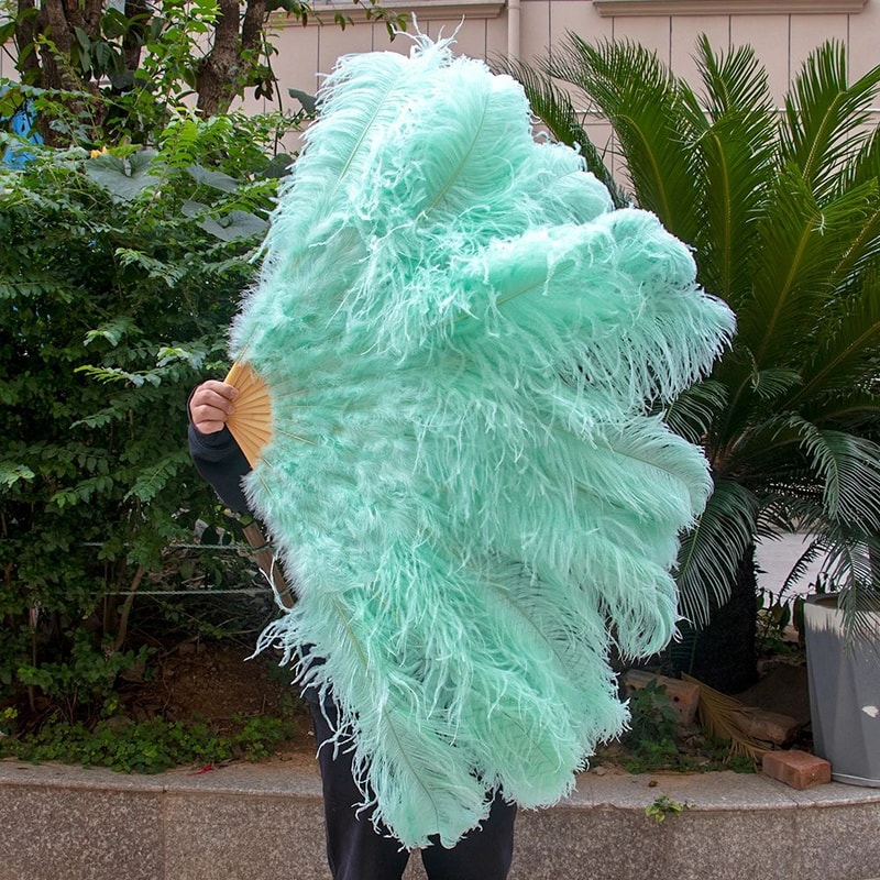 Luxury Ostrich Feather Fan Large Folding Dance Fan For Performance And Events 20
