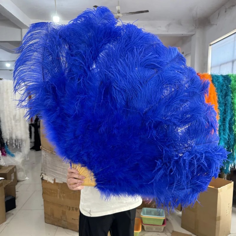 Luxury Ostrich Feather Fan Large Folding Dance Fan For Performance And Events 21