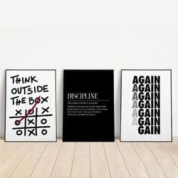 motivational quotes canvas wall art discipline poster for home and office decor