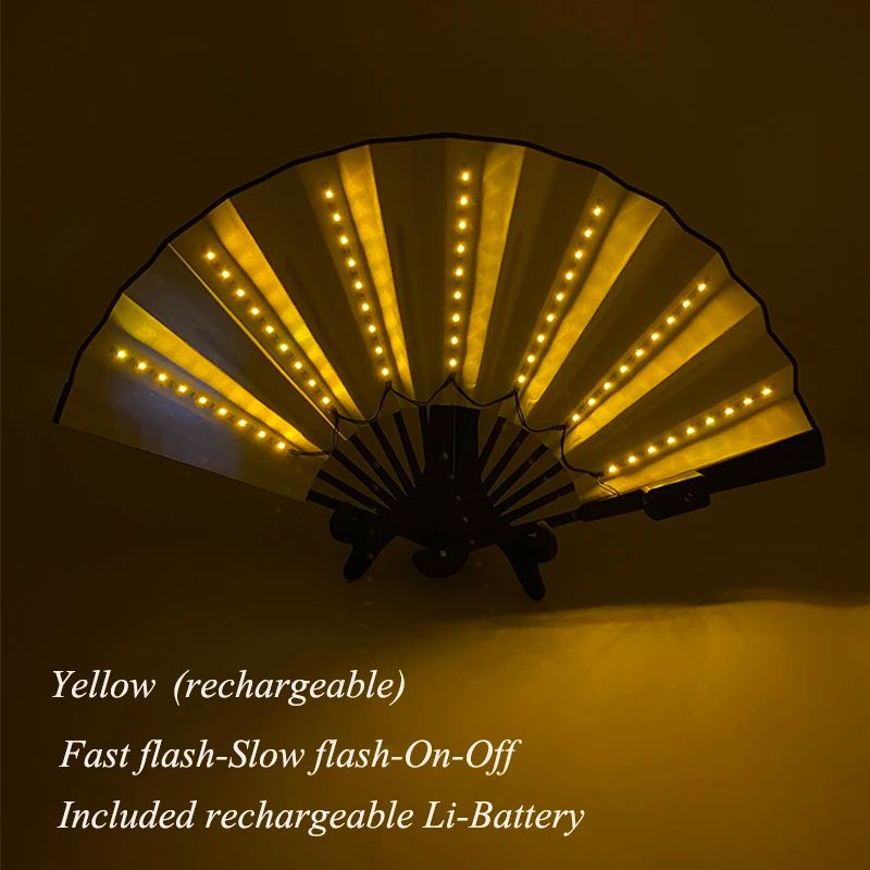 LED Neon Folding Fan Light Up Party Hand Fan For Events And Festivals 15