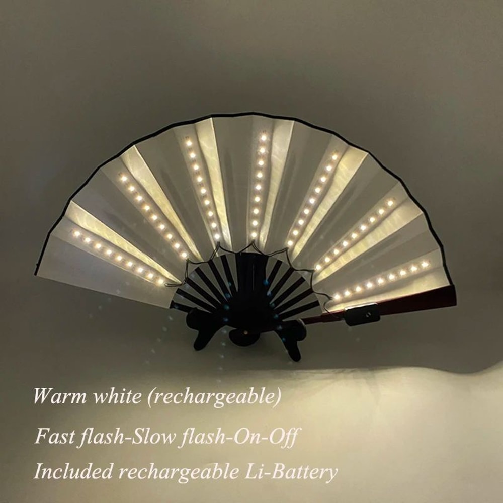 LED Neon Folding Fan Light Up Party Hand Fan For Events And Festivals 16