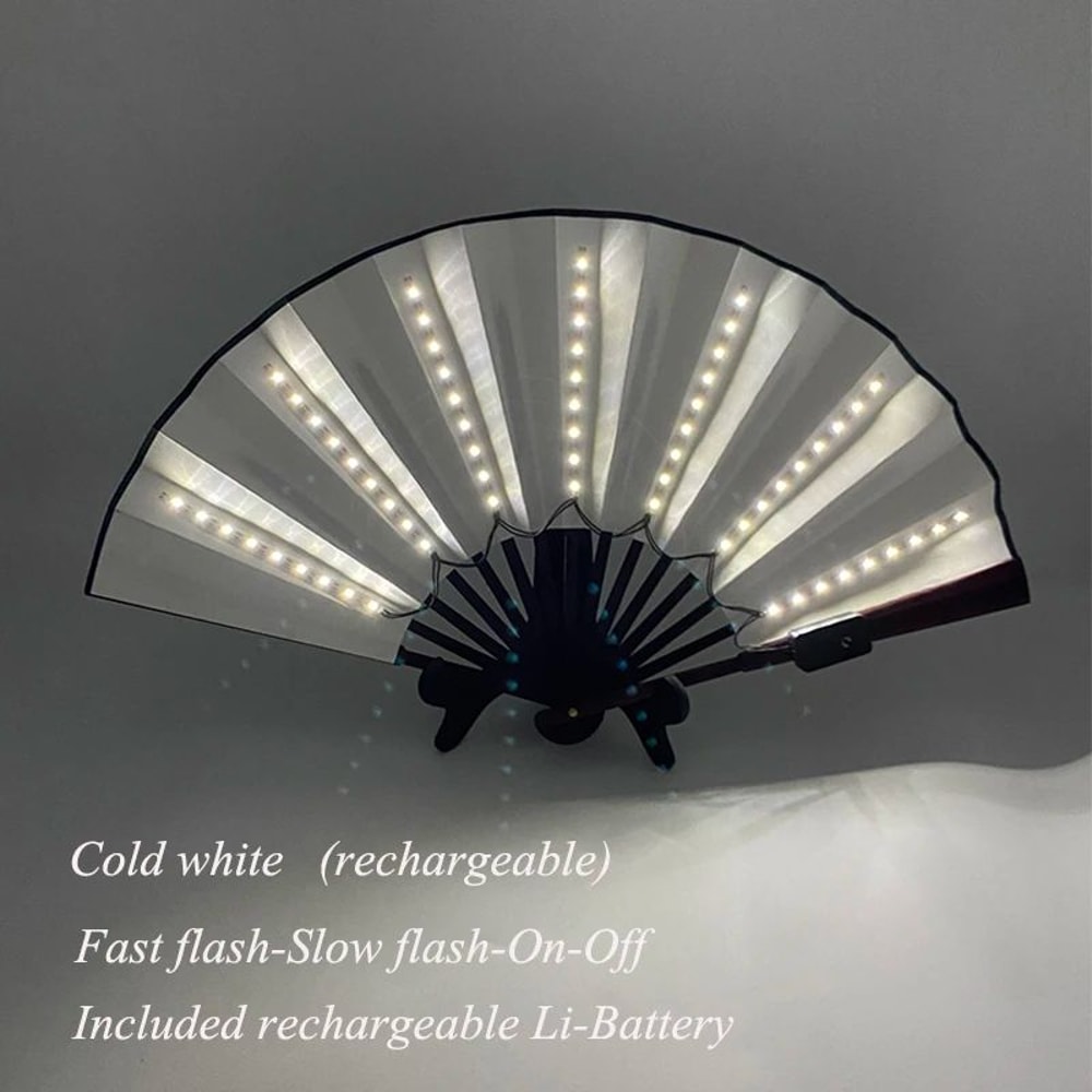 LED Neon Folding Fan Light Up Party Hand Fan For Events And Festivals 17