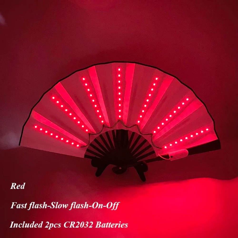 LED Neon Folding Fan Light Up Party Hand Fan For Events And Festivals 22