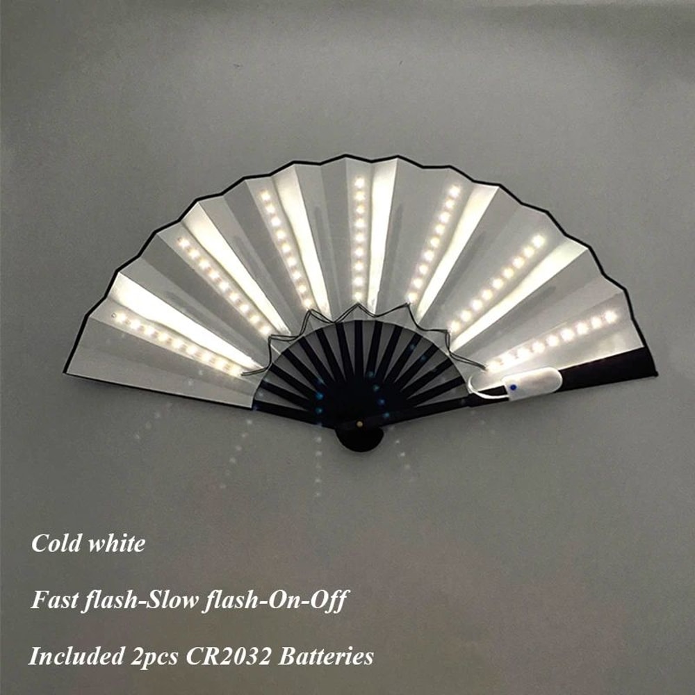 LED Neon Folding Fan Light Up Party Hand Fan For Events And Festivals 26