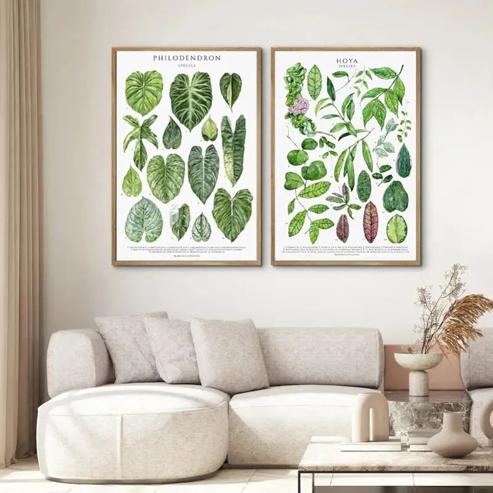 Green Botanical Leaves Canvas Wall Art Nature Inspired Plant Print For Home Decor 1