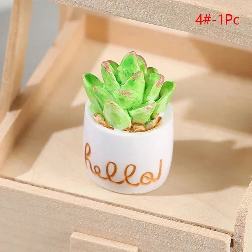 Mini Dollhouse Plant Pot Realistic Miniature Flower Vase Decor 9