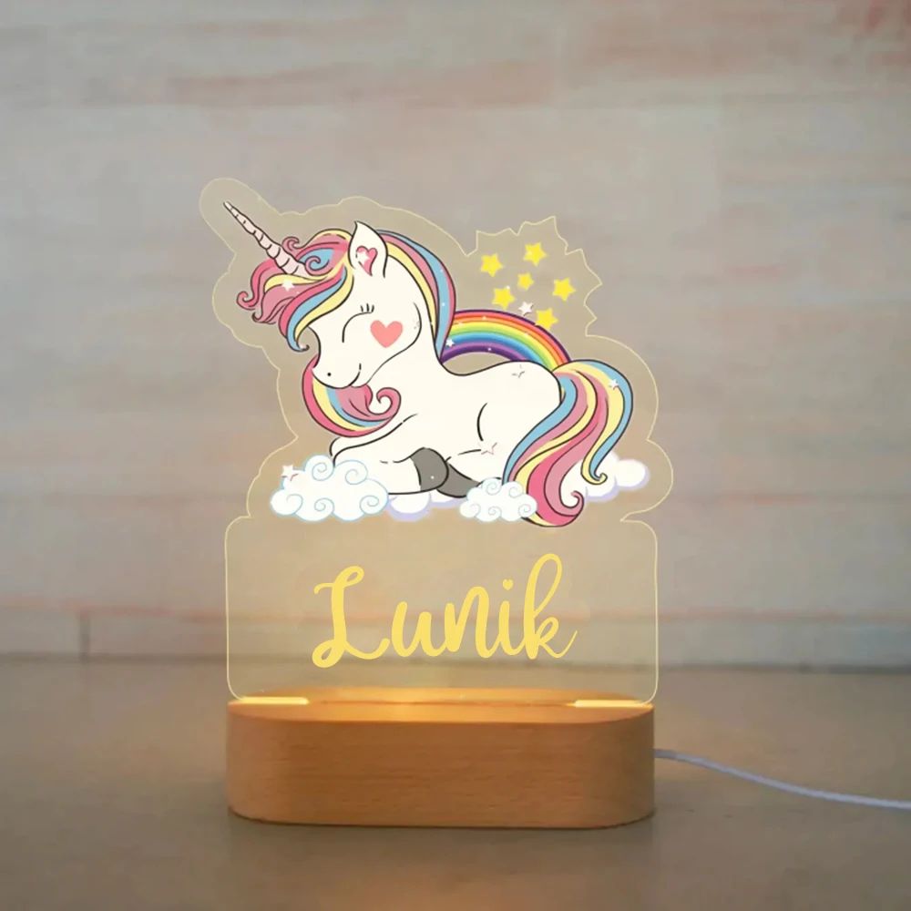 Personalized Kids Night Light Custom Name Animal Acrylic Lamp 15