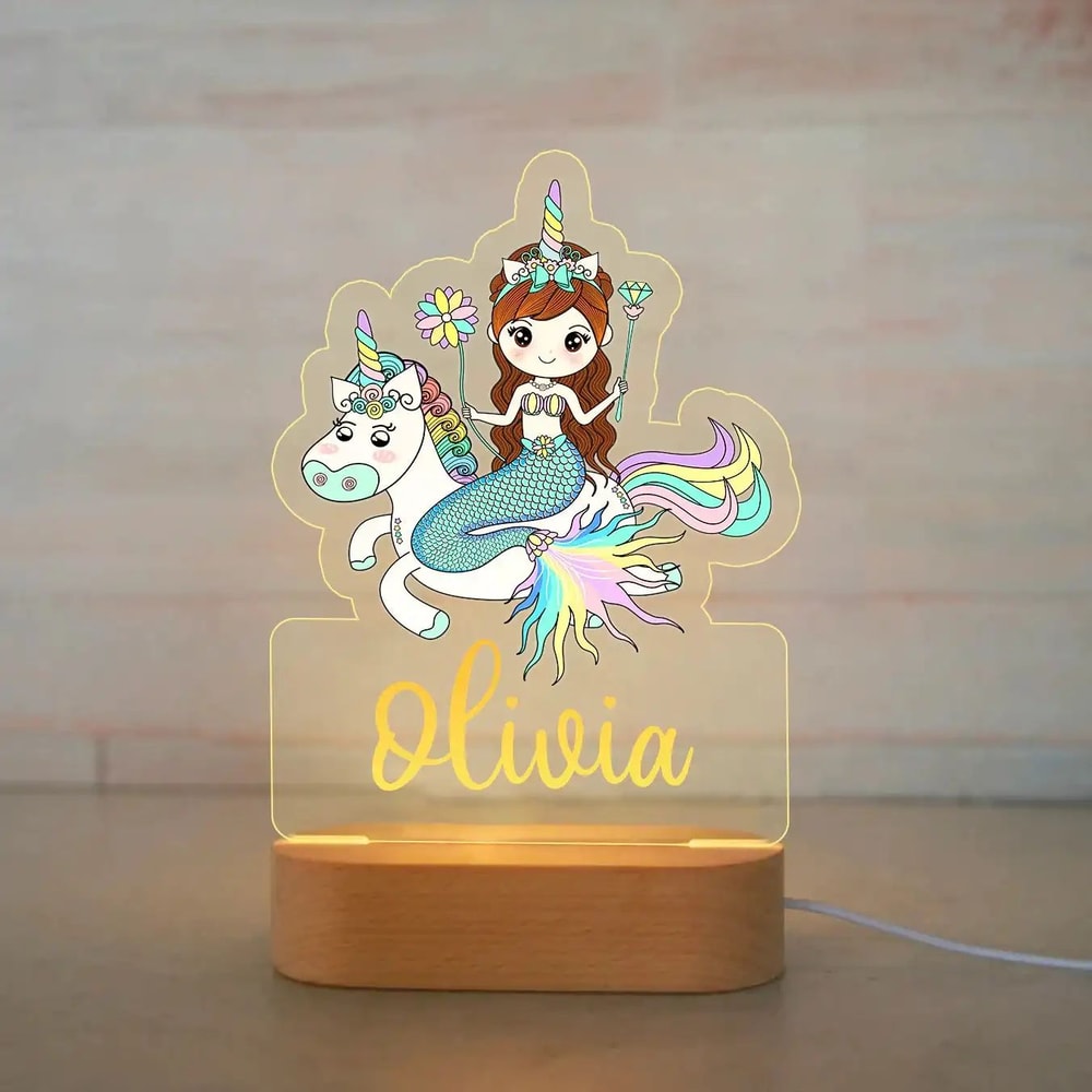 Personalized Kids Night Light Custom Name Animal Acrylic Lamp 18