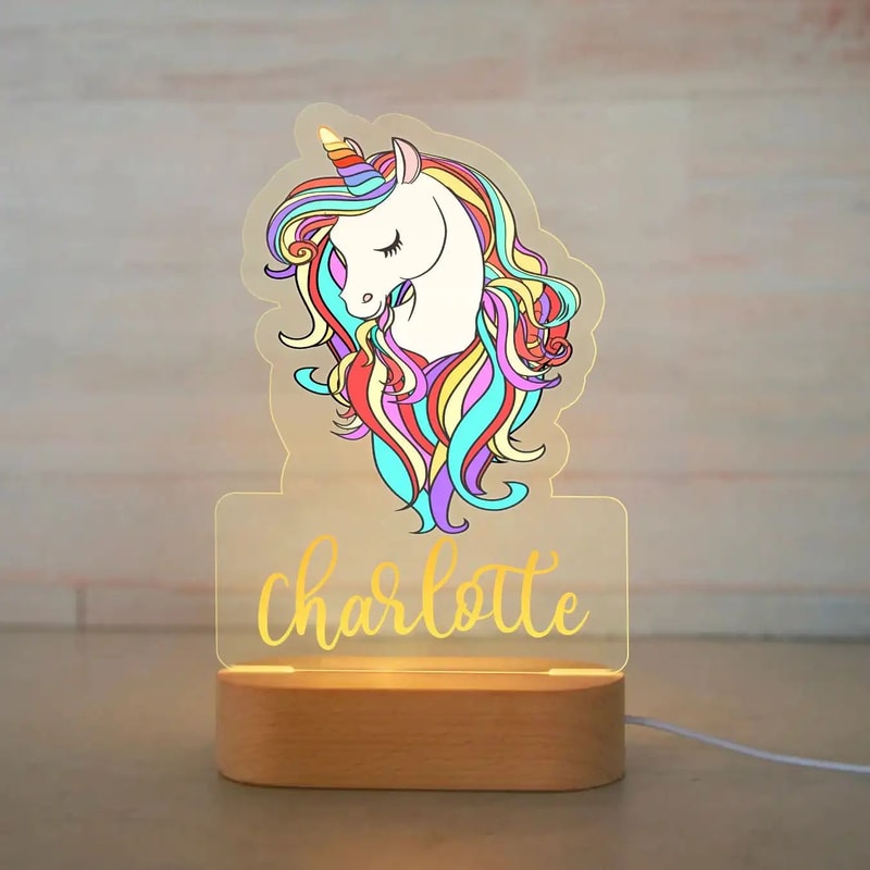 Personalized Kids Night Light Custom Name Animal Acrylic Lamp 14