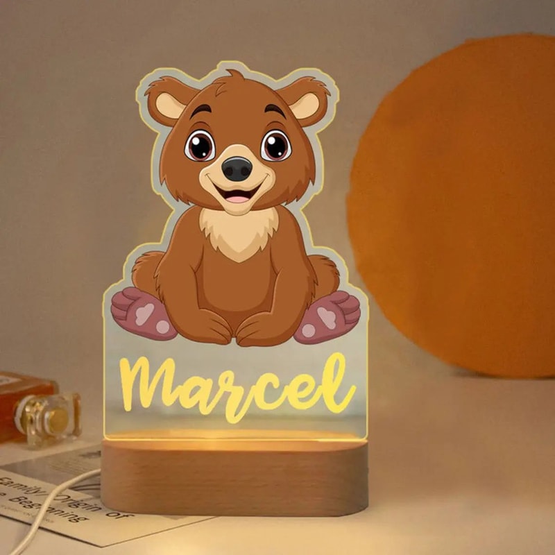 Personalized Kids Night Light Custom Name Animal Acrylic Lamp 27