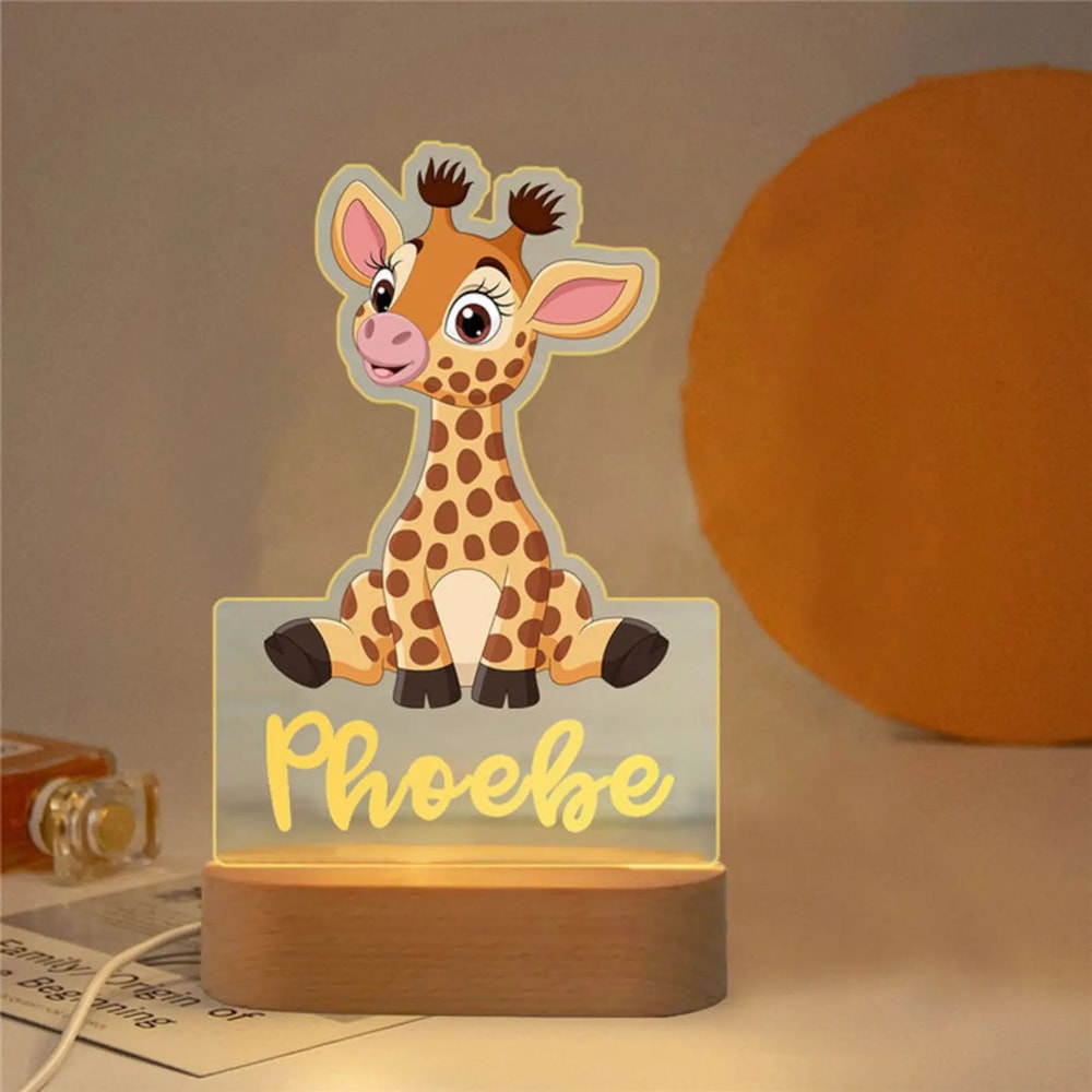 Personalized Kids Night Light Custom Name Animal Acrylic Lamp 28
