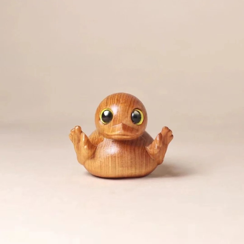 Funny Duck Wooden Figurine Mini Desk Decor Cute Duck Statue 8