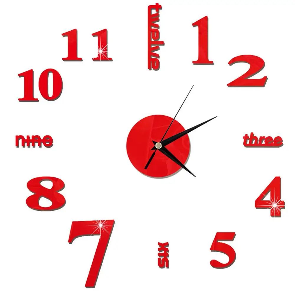 Modern DIY Mirror Wall Clock Frameless Decorative Wall Clock Sticker 19