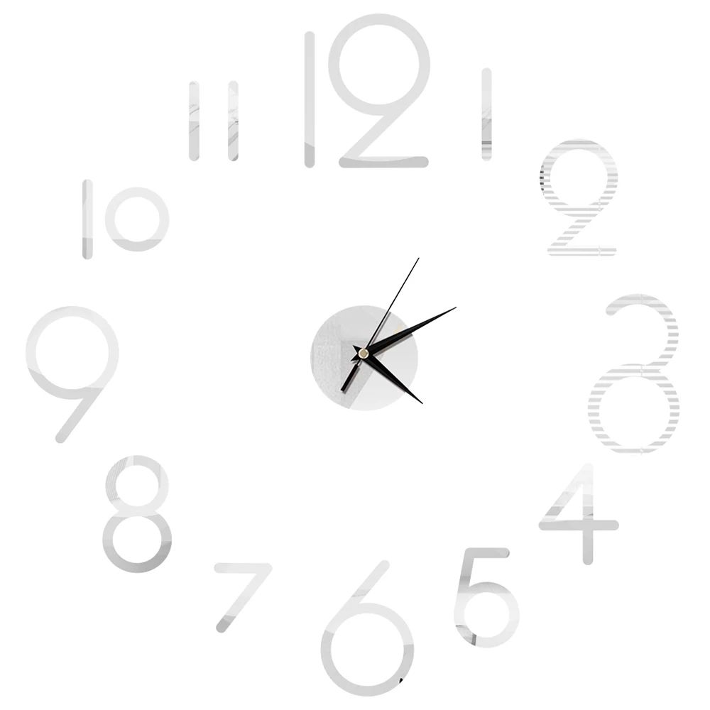 Modern DIY Mirror Wall Clock Frameless Decorative Wall Clock Sticker 29