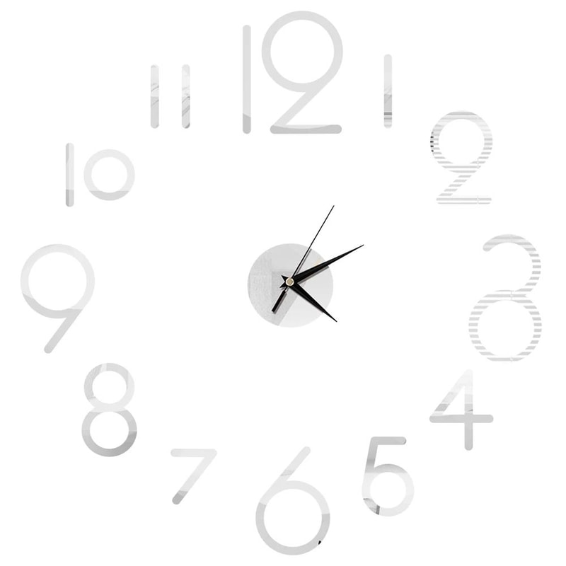 Modern DIY Mirror Wall Clock Frameless Decorative Wall Clock Sticker 29