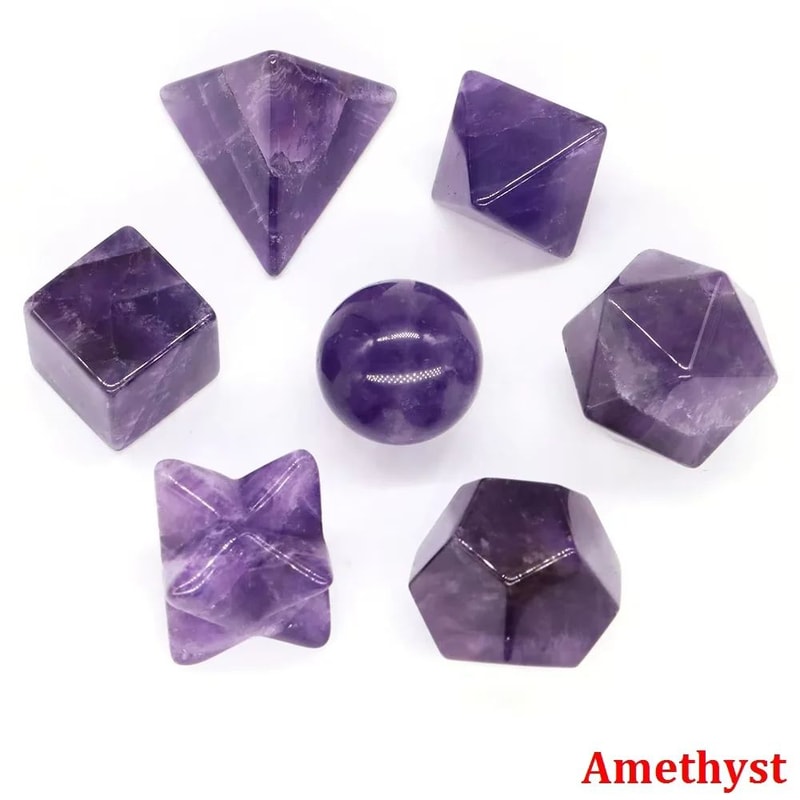 Sacred Geometry Crystal Set Platonic Solid Healing Stones For Chakra Balance And Energy Alignment 6
