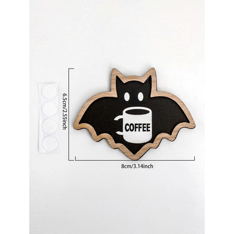 Wooden Halloween Bat Decor Sticker For Coffee Bar And Kitchen Styling 5