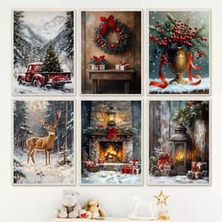 vintage red truck christmas wall art canvas for cozy holiday home decor