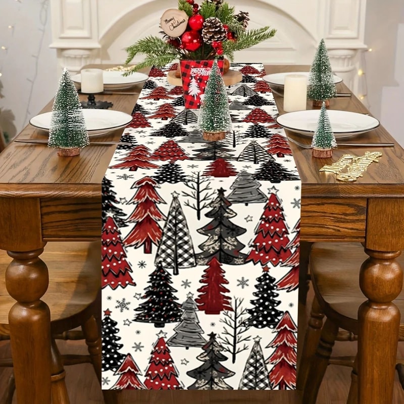 Retro Plaid Christmas Table Runner For Holiday Dining Decor And Winter Home Styling 7