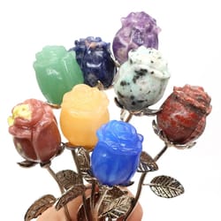 hand carved rose quartz crystal flower healing decor gift for her