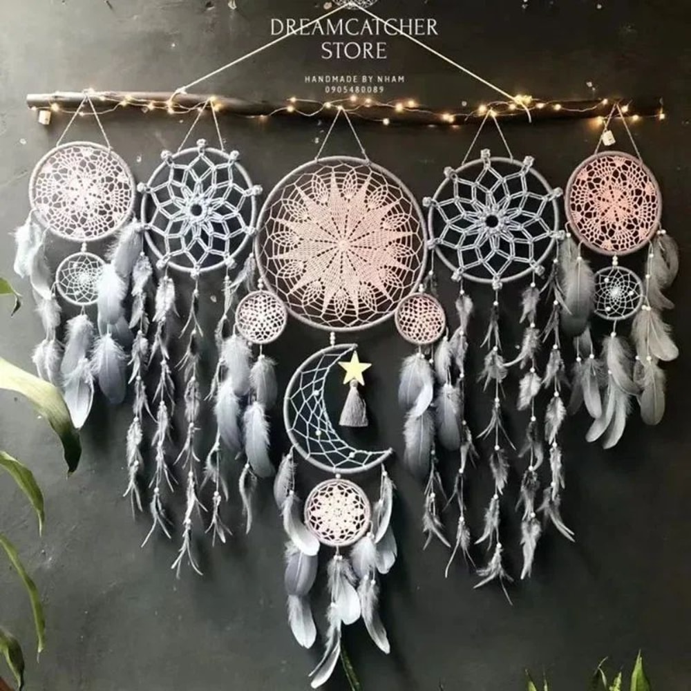 Boho Macrame Dream Catcher Set Wall Hanging Nursery Decor 2