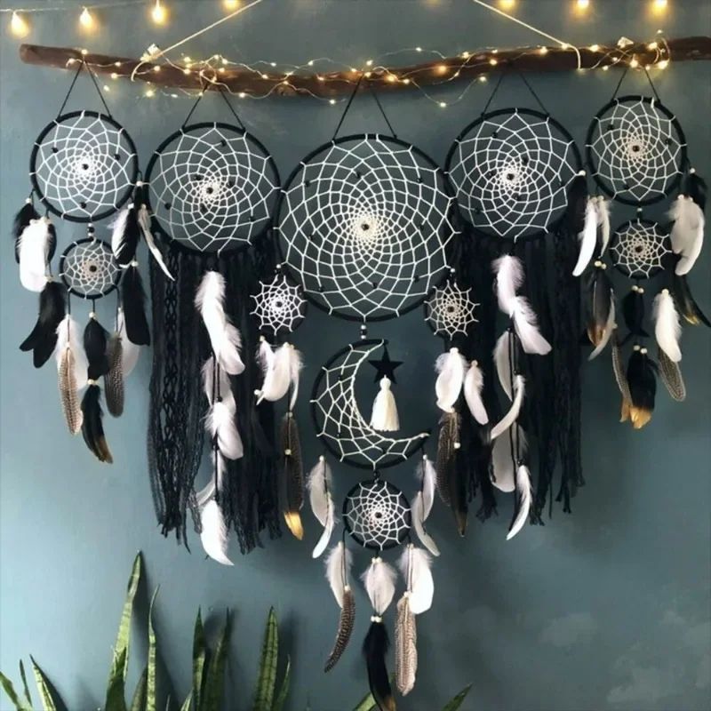 Boho Macrame Dream Catcher Set Wall Hanging Nursery Decor 5