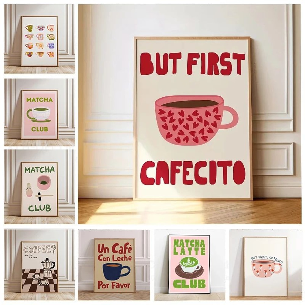 But First Cafecito Canvas Wall Art Minimalist Coffee Quote Decor 0