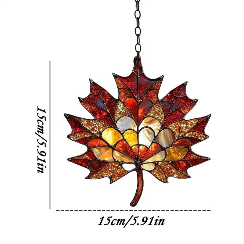 Autumn Maple Leaf Acrylic Suncatcher Thanksgiving Window Hanging Decor 8