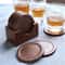 Walnut Wood Coaster Set Heat Resistant Round Drink Coasters Decor 1