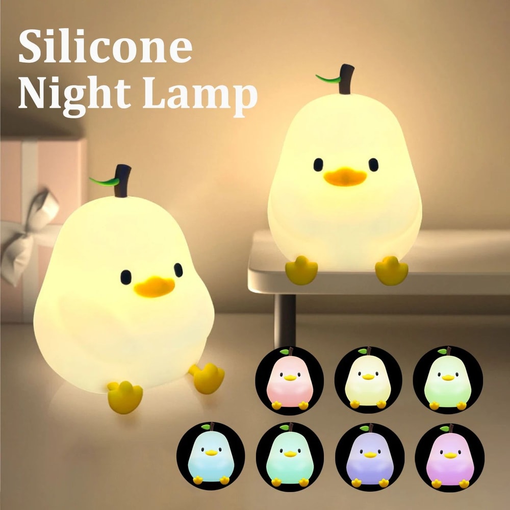 Cute Pear Silicone Night Light Touch Control Dimmable Color Changing Lamp 0