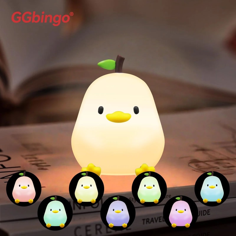 Cute Pear Silicone Night Light Touch Control Dimmable Color Changing Lamp 12