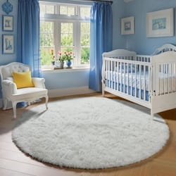soft round plush rug fluffy kids nursery playroom carpet