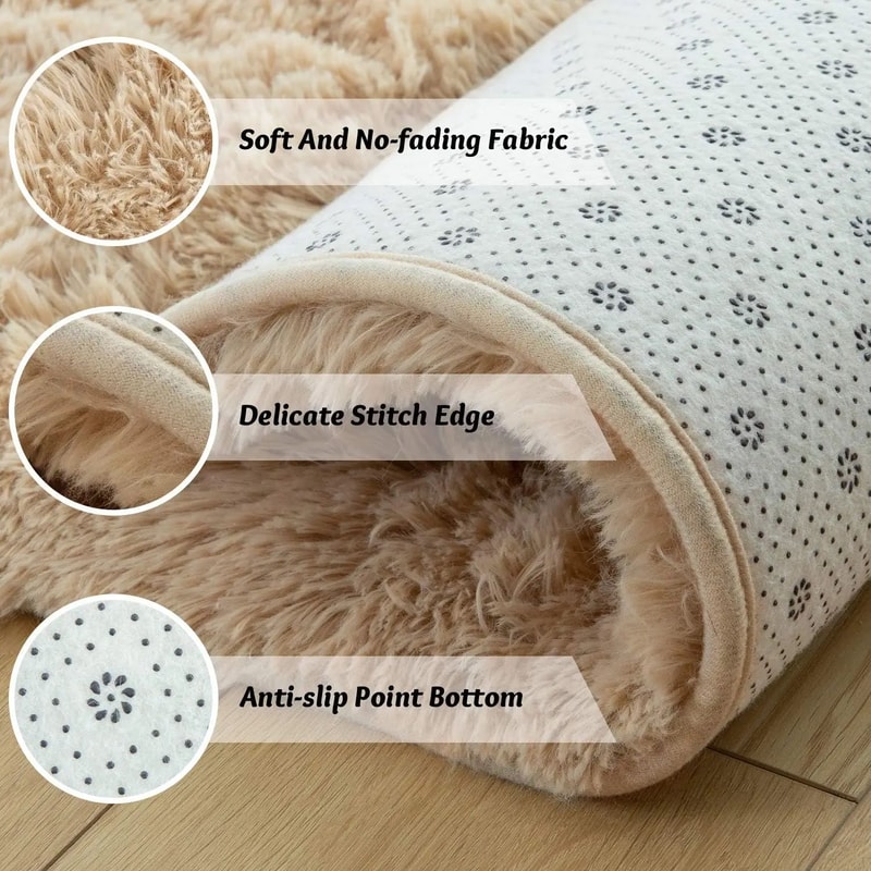 Soft Round Plush Rug Fluffy Kids Nursery Playroom Carpet 5