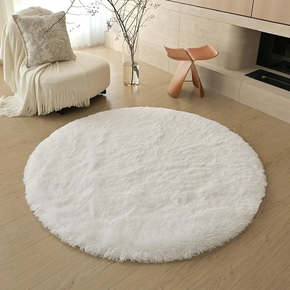 Soft Round Plush Rug Fluffy Kids Nursery Playroom Carpet 16