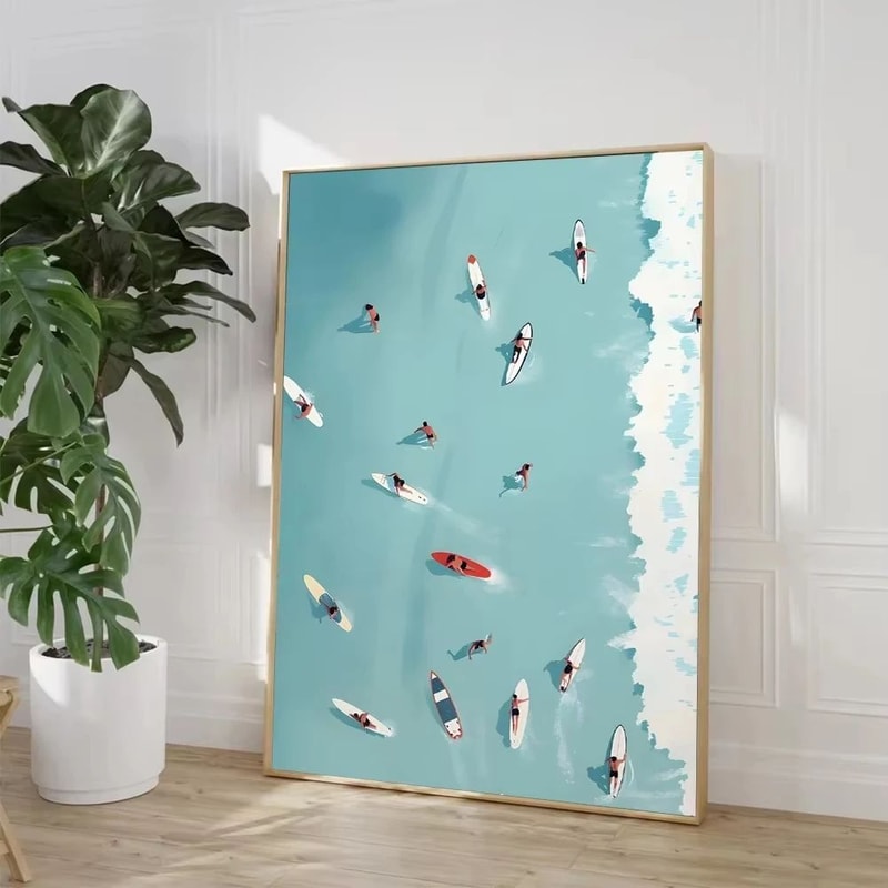 Summer Pool Party Canvas Wall Art Beach Ocean Nordic Decor 1