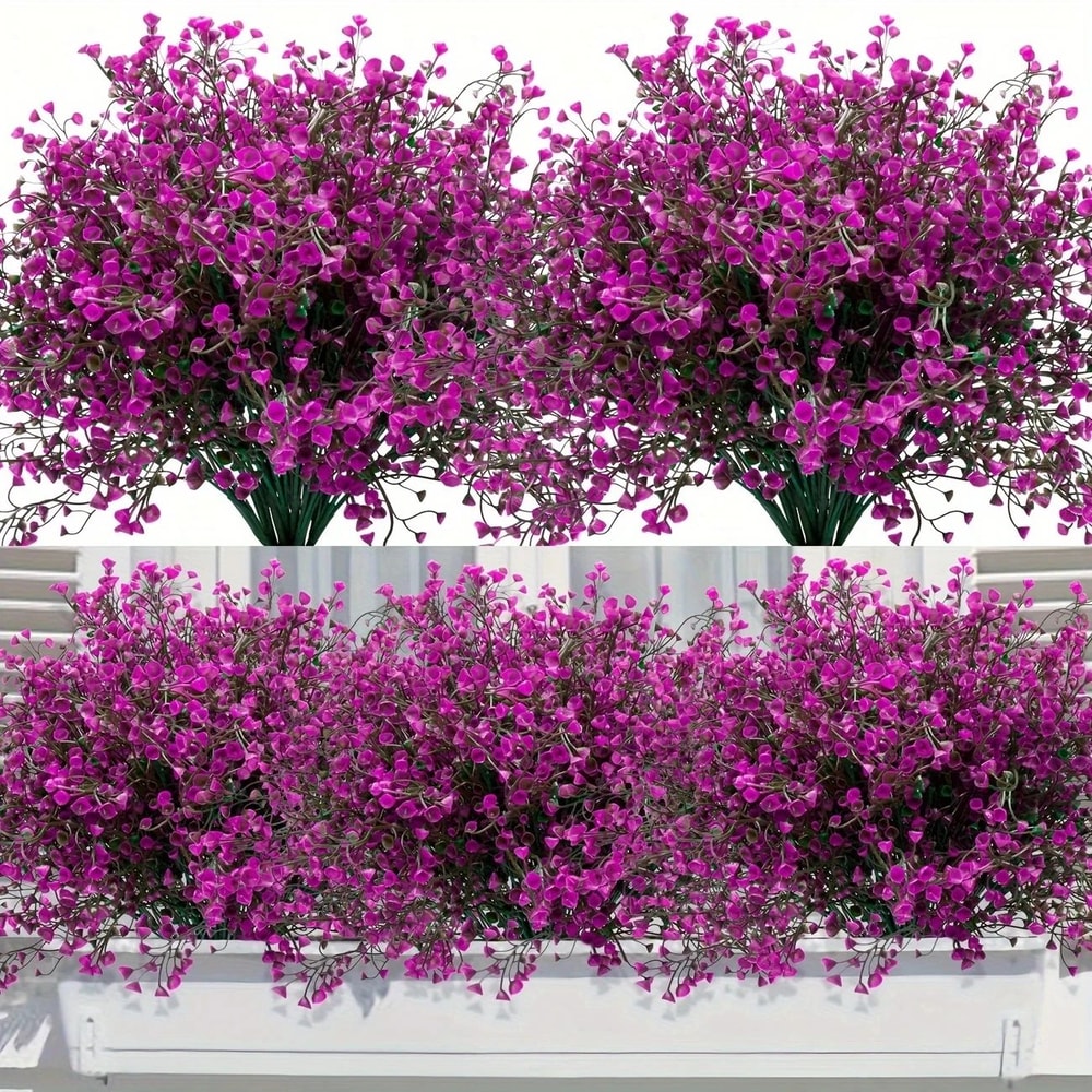 Outdoor Artificial Flowers Set UV Resistant Garden Decor Shrubs 6