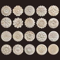 carved wooden applique floral furniture onlay decorative trim
