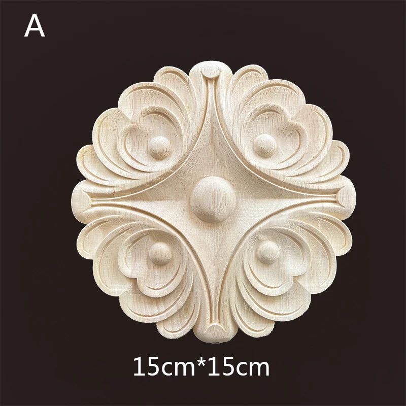 Carved Wooden Applique Floral Furniture Onlay Decorative Trim 6