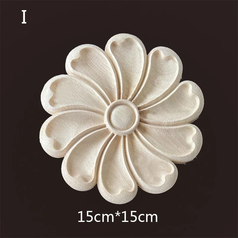 Carved Wooden Applique Floral Furniture Onlay Decorative Trim 21