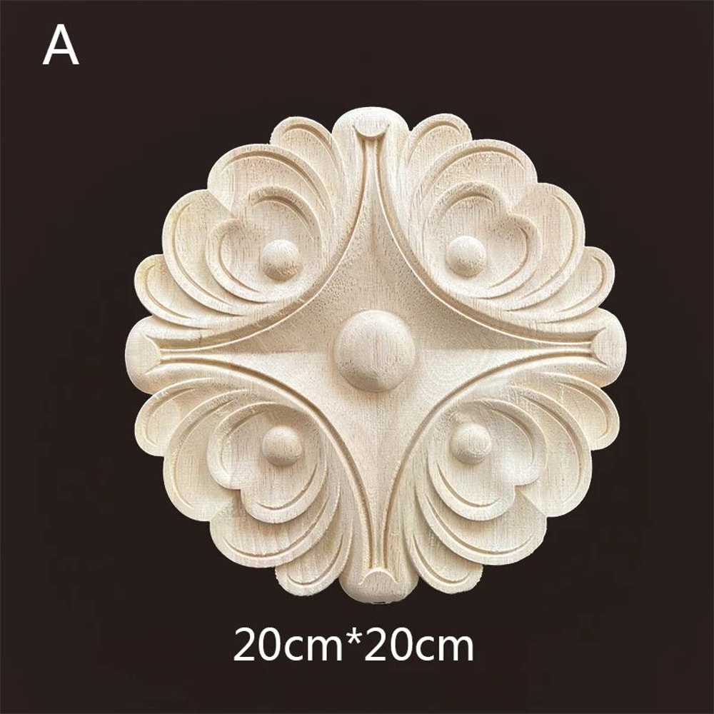 Carved Wooden Applique Floral Furniture Onlay Decorative Trim 7